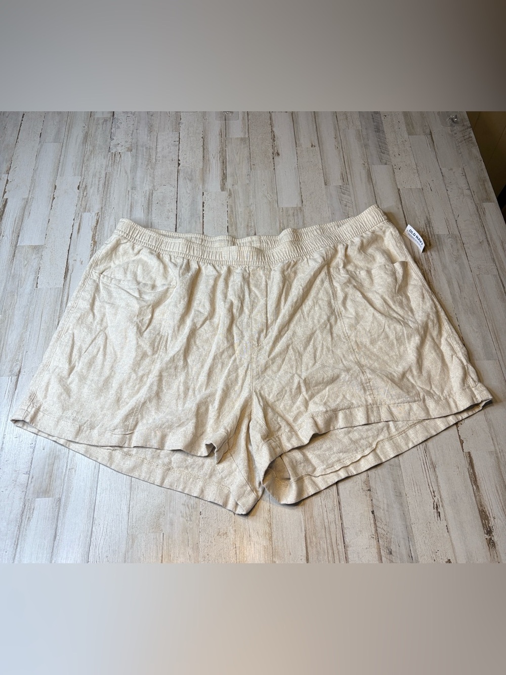 Old Navy Neutral Cream Athletic Shorts with Elastic Waist